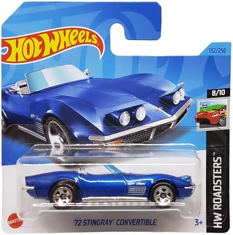 - '72 Stingray Convertible - HW Roadsters 8/10 - HKG60 - Kısa Kart - Cabriolet - Koyu Mavi Metalik - Mattel 2023