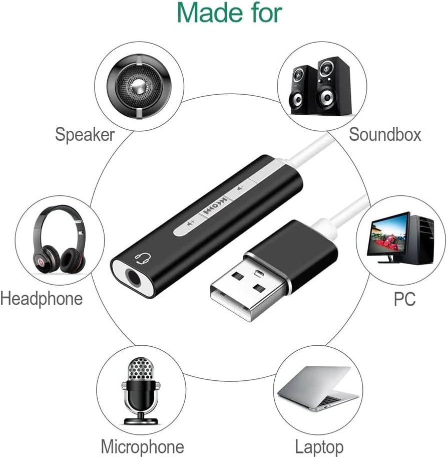 5072 7.1 USB Harici Ses Kartı 3.5 mm Çevirici Dönüştürücü Ses Kartı