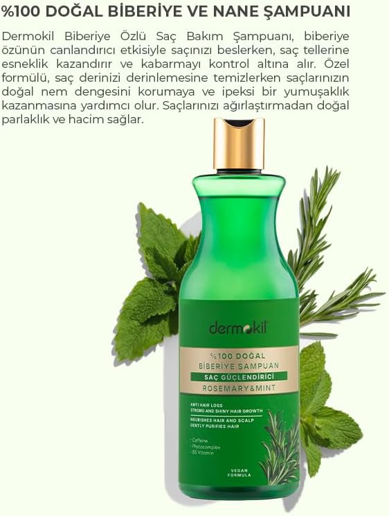 Yüzde Yüz Doğal Saç Güçlendirici Biberiye Şampuan 400 ml