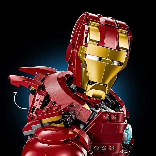 | Iron Man MK4 Büstü 76327, Yetişkin Kadınlar ve Erkekler için Baskılı Bir İsim Levhası ve Çıkarılabilir Iron Man Minifigürü İçeren Koleksiyonluk Model Yapım Seti, Hediye Fikri (436 Parça)