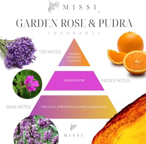 MİSSİ 180 ml Pembe Cam Şişe Çiçek Seramik Taş Bambu Çubuklu Rose-Pudra Oda Kokusu