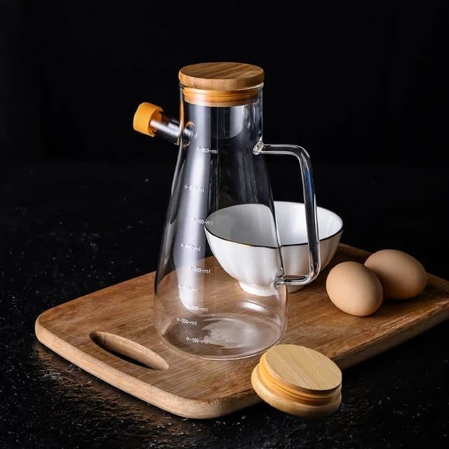 900 Ml 2 Adet Borosilikat Cam Yağdanlık,Termisil Dayanıklı Yağlık Ve Sirkelik,Zeytin Yağı,Limon Suyu Ve Sirke İçin Yağ Şişesi (2 Adet)