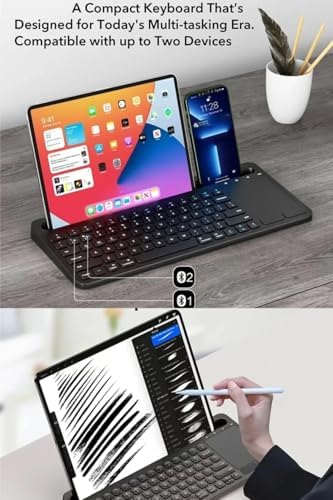 Şarjlı Bluetooth TouchPad Klavye Dual Bağlantı iPad Pro ile uyumlu 12.9 Uyumlu Hızlı ve Kolay Kablosuz Bağlantı Tablet ve Telefon ile Kullan Türkçe Q Klavye ZR731