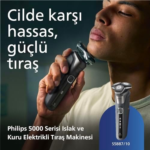 5000 Serisi Tıraş Makinesi, Sinekkaydı Tıraş, Skin IQ Teknolojisi, Islak ve Kuru Kullanım, Hassas Düzeltici Başlık – S5887/10