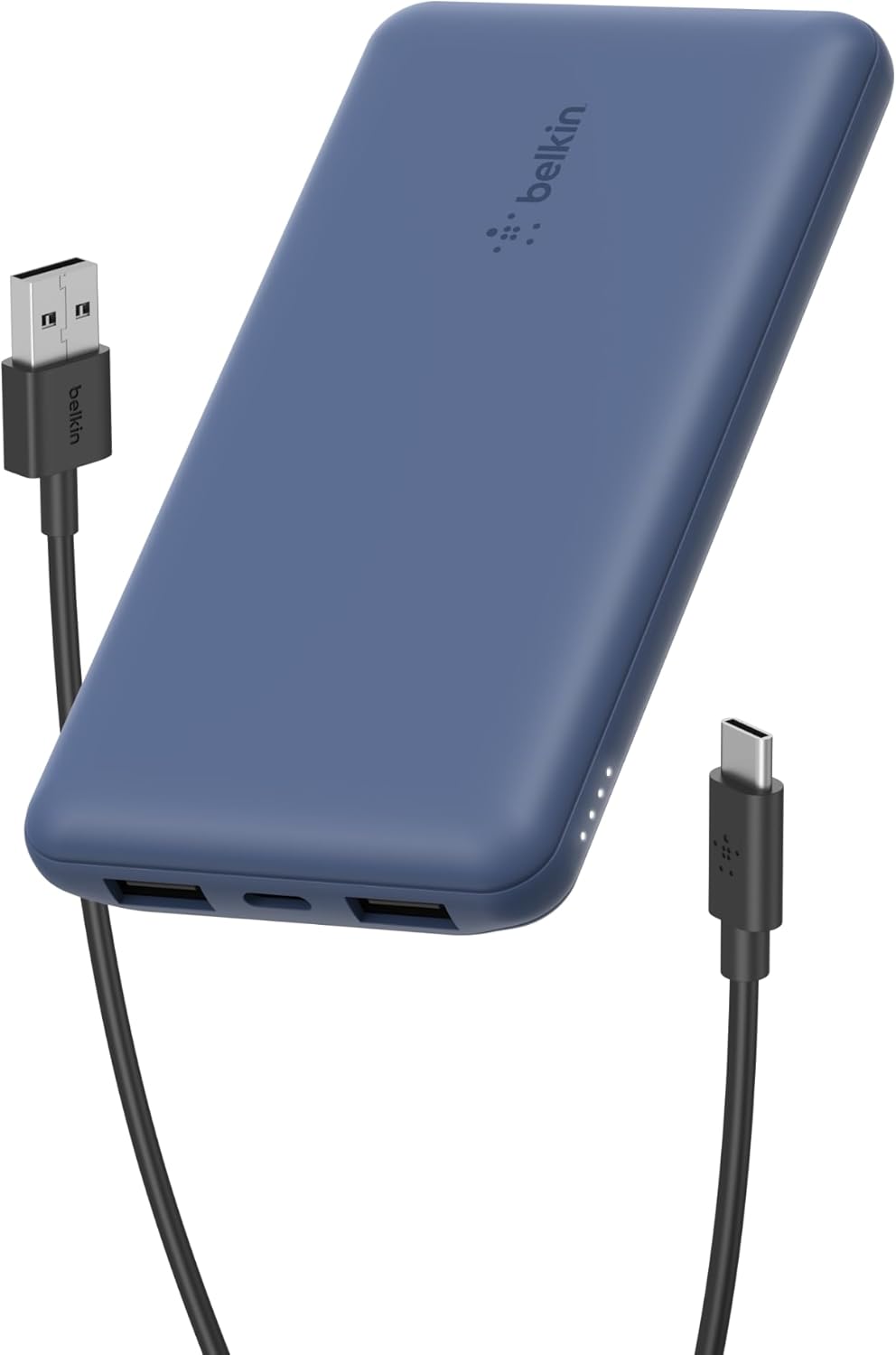 10000 mAh Powerbank, 15W USB-C & 12W 2xUSB-A Girişli, Kompakt Dizayn, Kablo Dahil, Mavi