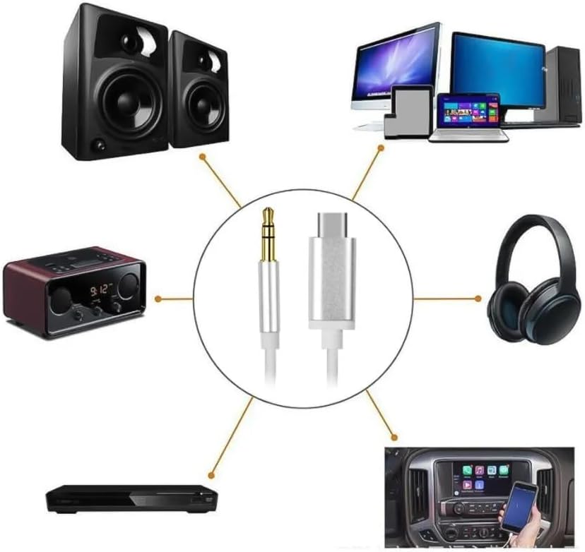 TAK ÇALIŞTIR Type C Aux ses Kablosu PD Aux Çevirici cep telefonları tabletler araba teypleri speaker hoparlör bilgisayar mac BÜTÜN TYPE C SES ÇIKIŞLI CİHZLARA UYUMLU VE TAK VE DİREK KULLAN !!! 030