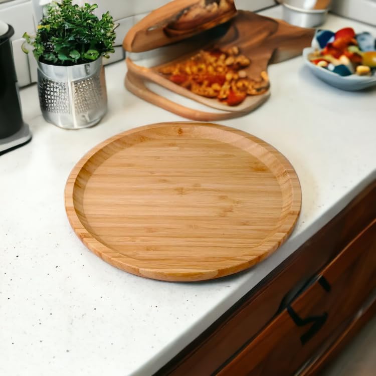 Bambu Lüx Yuvarlak Servis 25 * 25cm, Sunumluk & Çerezlik Sunum Tabağı