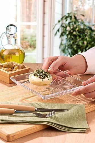 Madlen Kare Tatlı Tabağı - 2'li, Cam, 15x15 cm