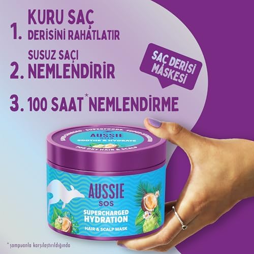 Aussie SOS Supercharged Hydration Saç & Saç Derisi Maskesi 500ml, Kuru Saç ve Kuru Saç Derisi için