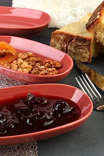 6 Adet Porselen Yeni Özgün Tasarım Özgün fırın Boyama Çerez Sunum ve kahvaltı Seti (bordo)