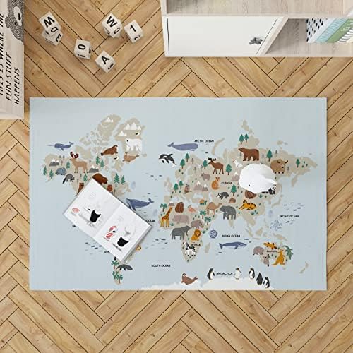 Hayvanlar Atlası Tasarımlı Çocuk Oyun Matı - Bebek Oyun Halısı