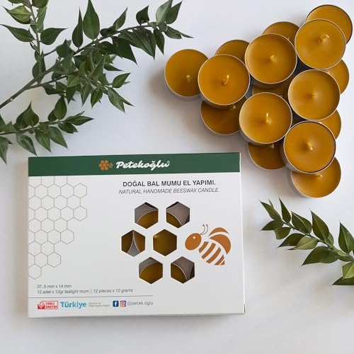 (12 Adet) Tealight Doğal Petek mum Standart Boy Beeswax Candle