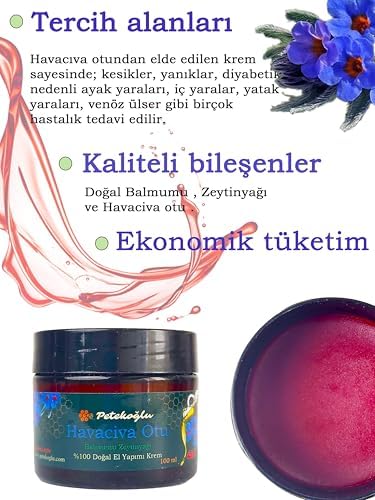 (100ML) Elyapımı Havaciva Otu Kremi Balmumu Zeytinyağı Hava Civa Otu Kökü Kremi Merhemi Yanık Pişik Kremi