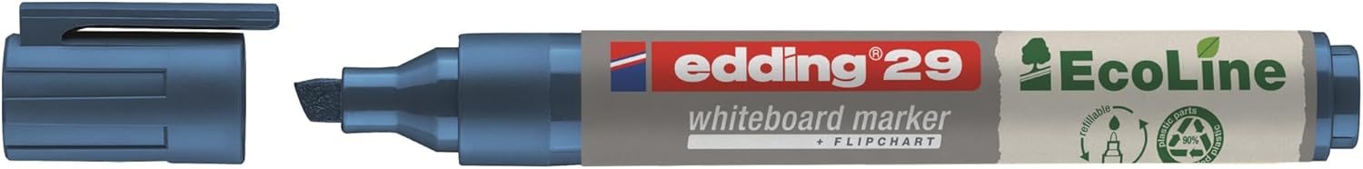 29 EcoLine beyaz yazı tahtası kalemi, mavi, 1 kalem, kesik uç, yeniden doldurulabilir