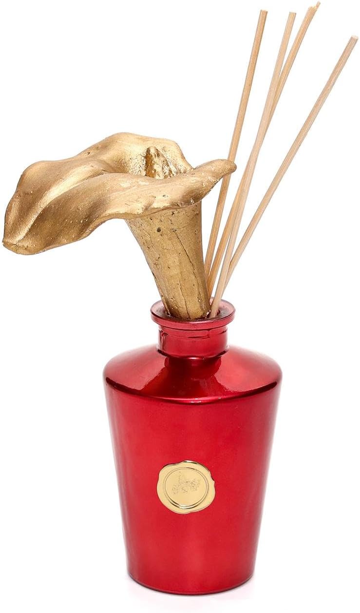 Yılbaşı 130 ml Kırmızı Glow Gala Çiçek Taş Çubuklu Vanilya Oda Kokusu