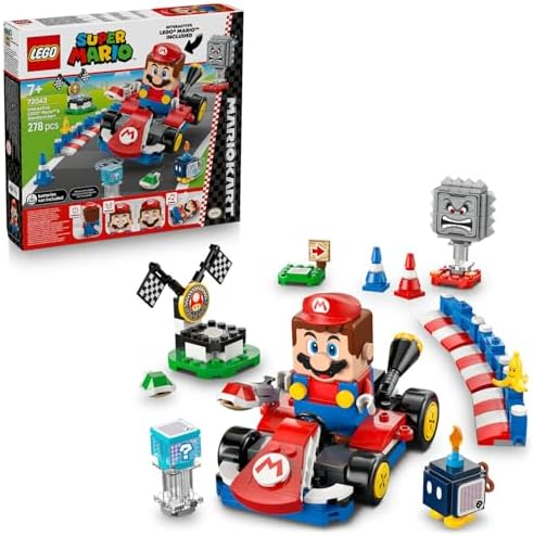 Super Mario: Mario Kart – İnteraktif Mario ve Standard Kart 72043 – 7+ için Figürlü Yaratıcı Oyuncak Yapım Seti (278P)