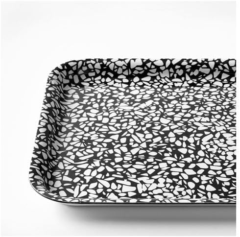 Sunumluk Mini Tepsi 20x28 Cm Siyah-Beyaz Melamin Laminat