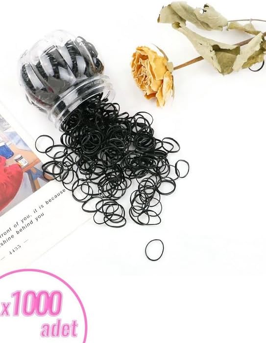 1000 Adet Siyah Saç Örgü LastiğiToka Seti Lastik Toka Seti, Lastik Toka Seti, Toka Organizer, Toka, Kız Çocuk Toka, Toka Organizer