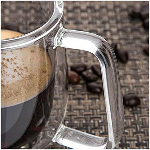 Çift cidarlı Macchiato bardak seti, 2 adet çift duvarlı kulplu kahve bardağı, 250 ml kahve fincanı, cam, Cappuccino, latte, çay, dondurma, bira için