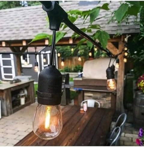 Bahçe Aydınlatma Armatürü, E27 Duy, 20 Ampul Kapasiteli, 10 Metre, Siyah Bahçe Organizasyon Işığı Eklenip Uzatılabilir Sarmaşık Dış Mekan Aydınlatma