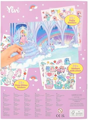 12703 Ylvi Create your World – Çıkartma Defteri, 20 Renkli Arka Plan Sayfası, 6 Çıkartma Sayfası Dahil