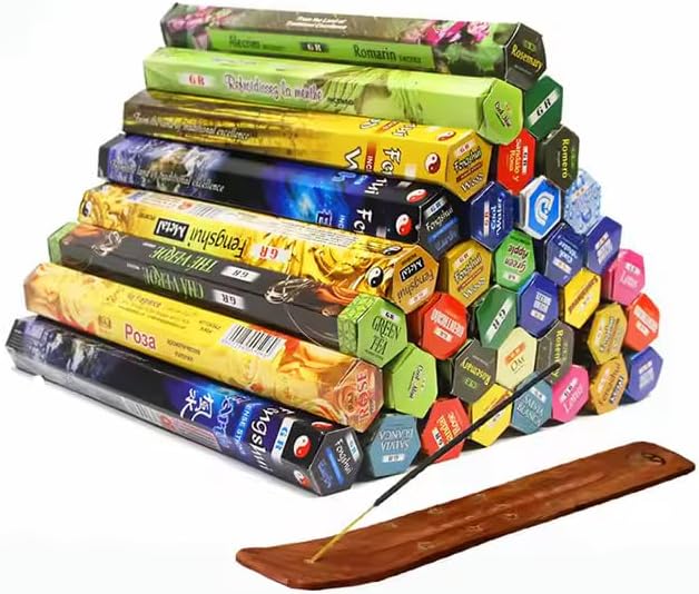 120 Adet 6 Paket Karma Tütsü ve Kayığı, Çubuk Seti ve Ahşap Tutucu