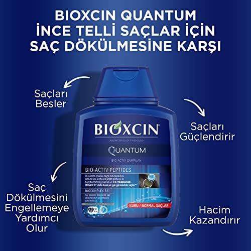 Quantum Şampuan – Kuru ve Normal Saçlar İçin – 3x300 ml – Dökülme ve İncelme Karşıtı – Bio-Activ Peptit, BioComplex B11, Bal ve Mentol İçerikli