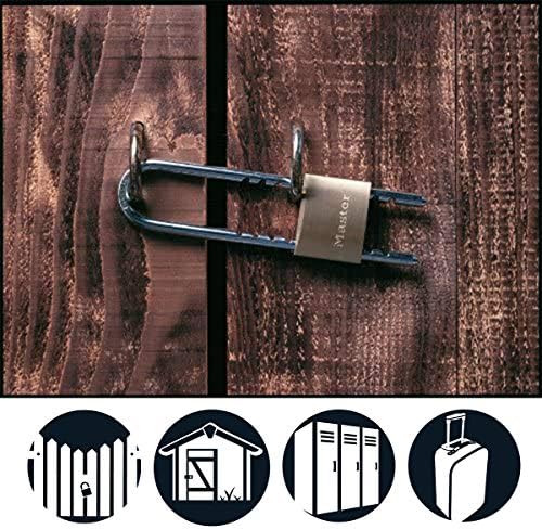 1950EURD katı pirinç anahtar asma kilit, 7 ila 15,5 cm arasında ayarlanabilir kelepçeli, altın, 15,5 x 5 x 1,4 cm