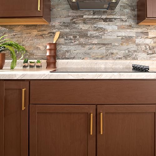 1 Paket Katı Çekirdek Mutfak Dolabı Çeker, Lüks Dolap Kolları, Kapı ve Şifonyer Çekmeceleri için Donanım, 8-13/16 İnç (224mm) Delik Merkezi, Fırçalanmış Altın Pirinç, Işıklık