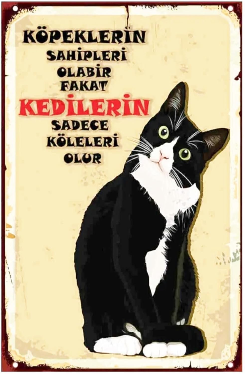 Kuşe Kağıt Duvar Posteri Kedilerin Sadece Köleleri Olur Retro Drtr0033