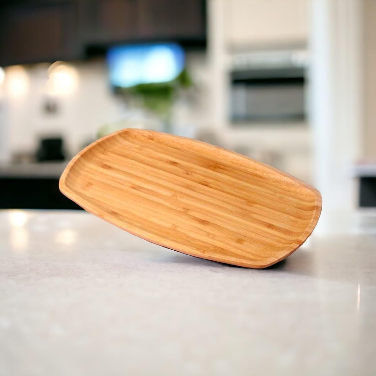 Bambu Lüx Bambu Kayık Sunum Tabağı Servis Tabak 30x18cm Sunum Tabağı, Dikdörtgen Sunum Tabağı