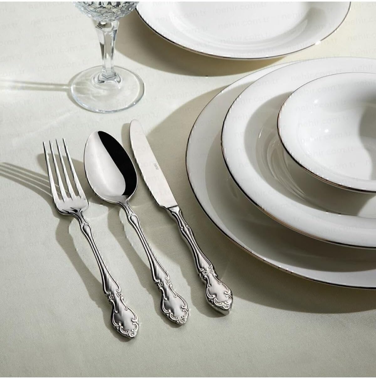 Nehir Adriana 12 Kişilik 89 Parça Çatal Kaşık Bıçak Takımı