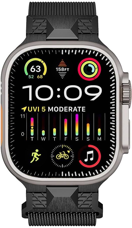 İle Uyumlu Ultra 49mm KRD-107 Metal Hasır Kordon Siyah