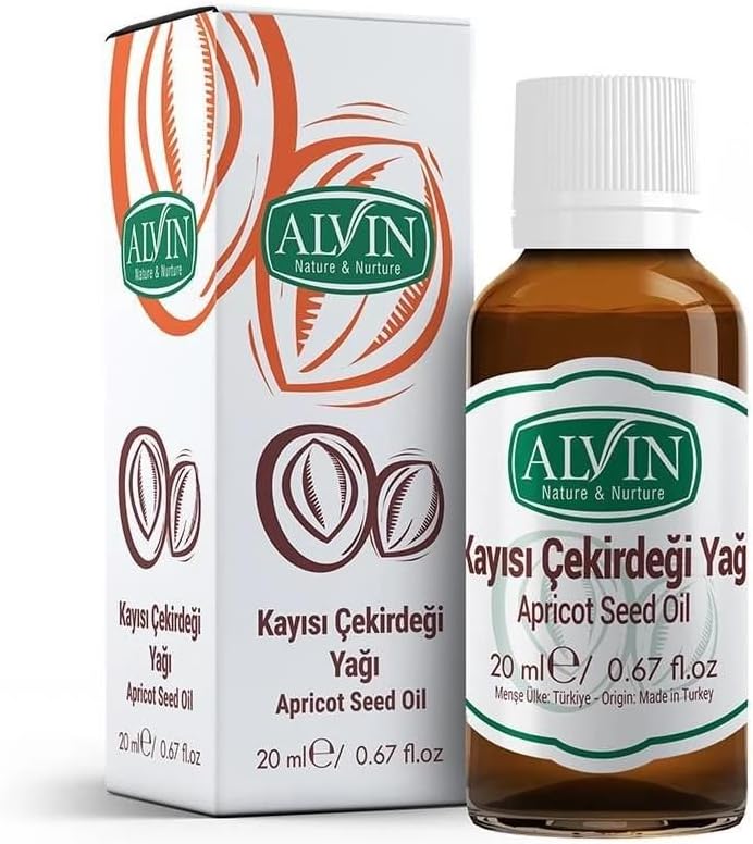 Alvin Kayısı Çekirdeği Yağı, Soğuk Sıkım,Yüzde Yüz Saf ve Doğal, 20 ml