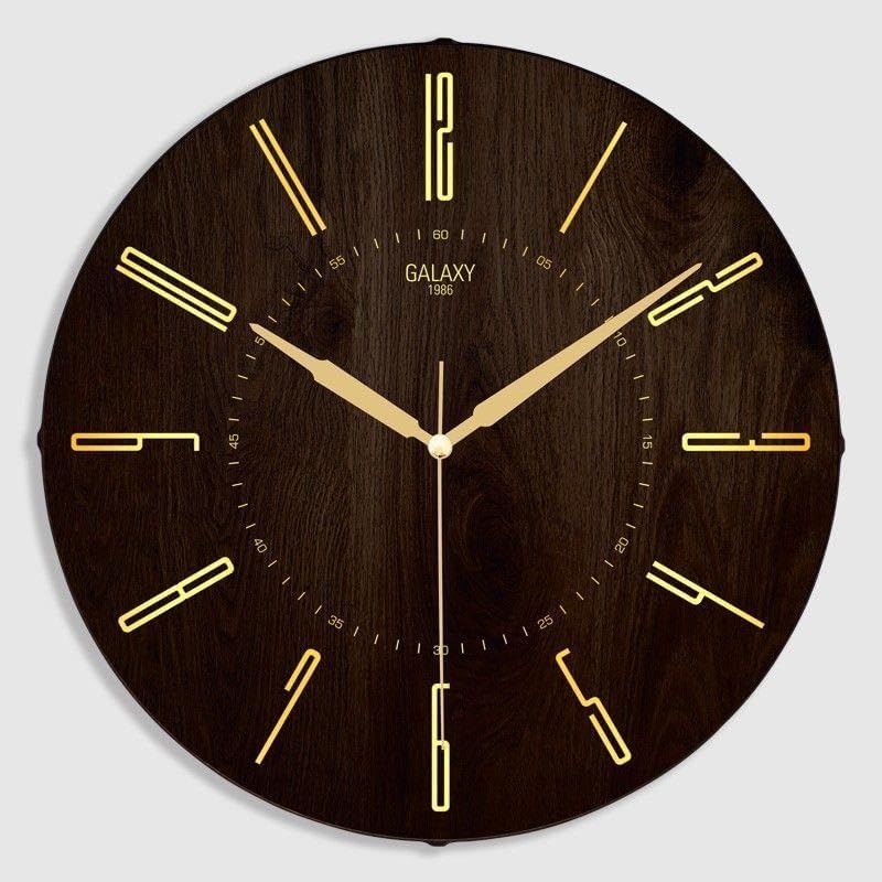 Galaxy Exclucive Compass Serisi Bombeli Varak Kilişeli Kadranlı Ev ve Ofis Duvar Saati 35 cm Kahverengi
