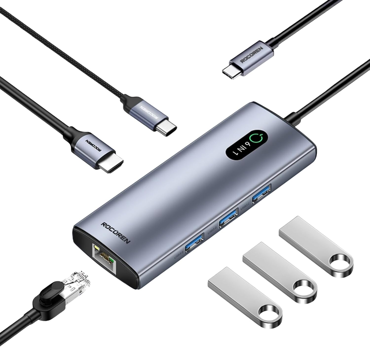 6 Portlu 4K 30Hz Gigabit Ethernet 3*USB3.0 PD 100W Destekli Hub Çoklayıcı