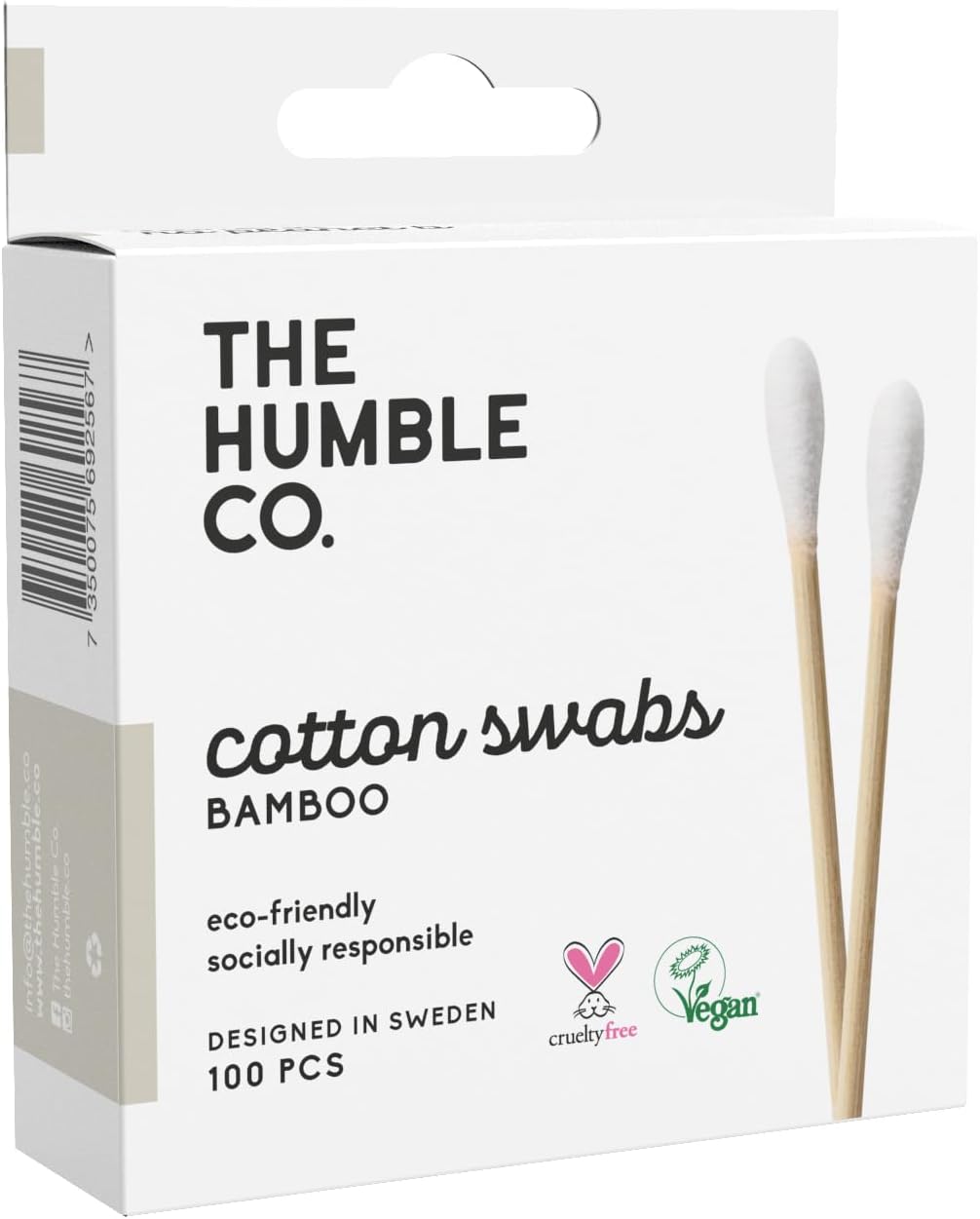 The Humble Co. Humble Brush Bamboo Cotton Swabs%100 Ekolojik Kulak Çubuğu 100 Adet White
