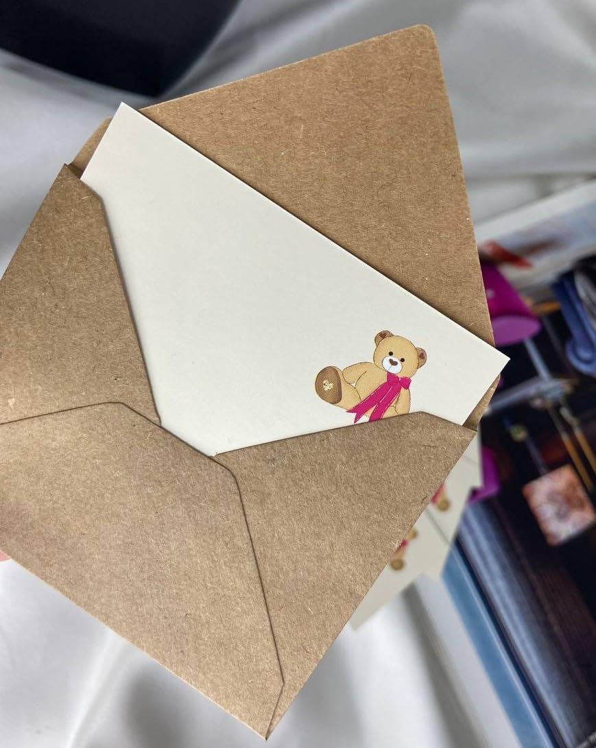 Kart Ayılı Not Kartı Yazısız Kart Tek Taraflı Boş Yazılabilir Mesaj Kartı 8x5 Cm - 10 Adet