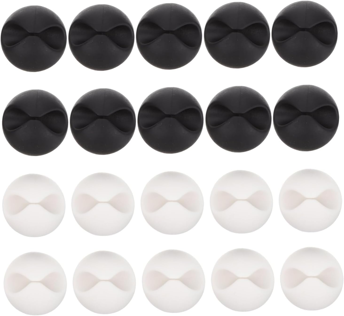 20’li Kablo Sabitleme Klipsi Seti | Siyah & Beyaz Kablo Düzenleyici | Masa Üstü, Ofis, Ev ve TV Kablo Yönetimi İçin Yapışkanlı Klipsler