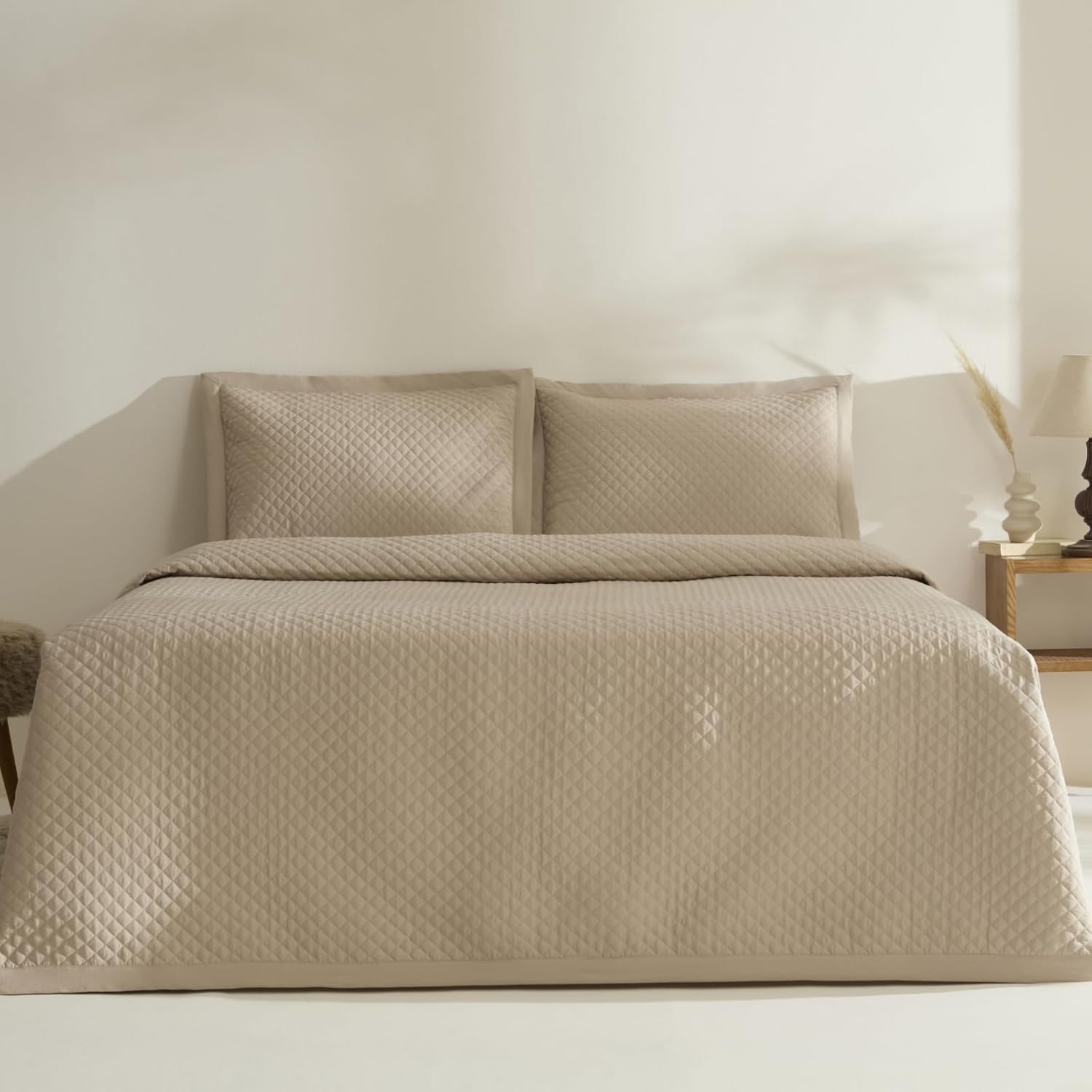 Anna Çift Kişilik Yatak Örtüsü Bej