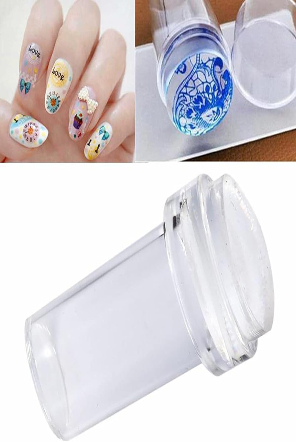 Desenli Tırnak Damgalama Pretty Silikon Başlıklı Holografik Pratik
