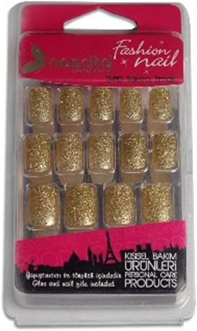 Altın Simli Takma Tırnak (24'Lü)