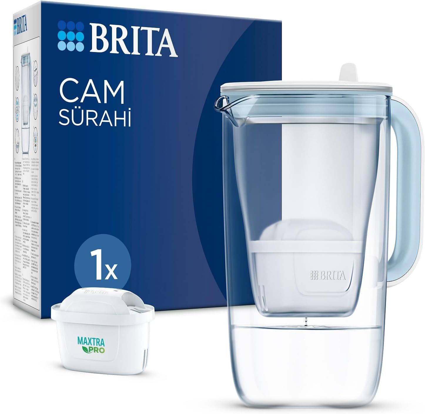 Cam Su Arıtma Sürahisi 1x Maxtra Pro All-In-1 Filtreli - Açık Mavi 2,5 lt