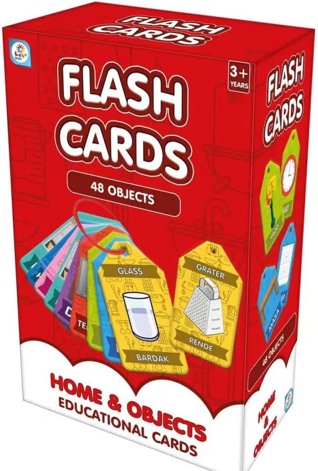 Ev ve Nesneler, 48 Parça Türkçe-İngilizce Eğitim Kartları, 3+ Yaş