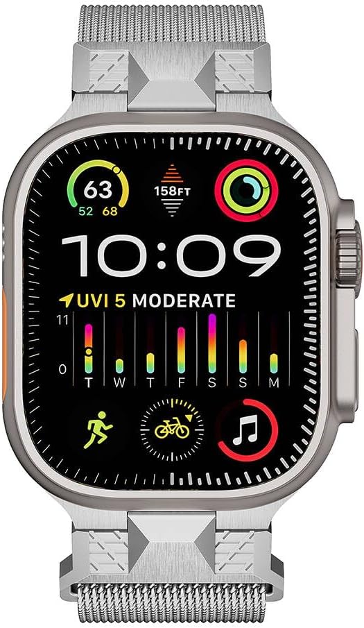 İle Uyumlu Ultra 49mm KRD-107 Metal Hasır Kordon Gümüş