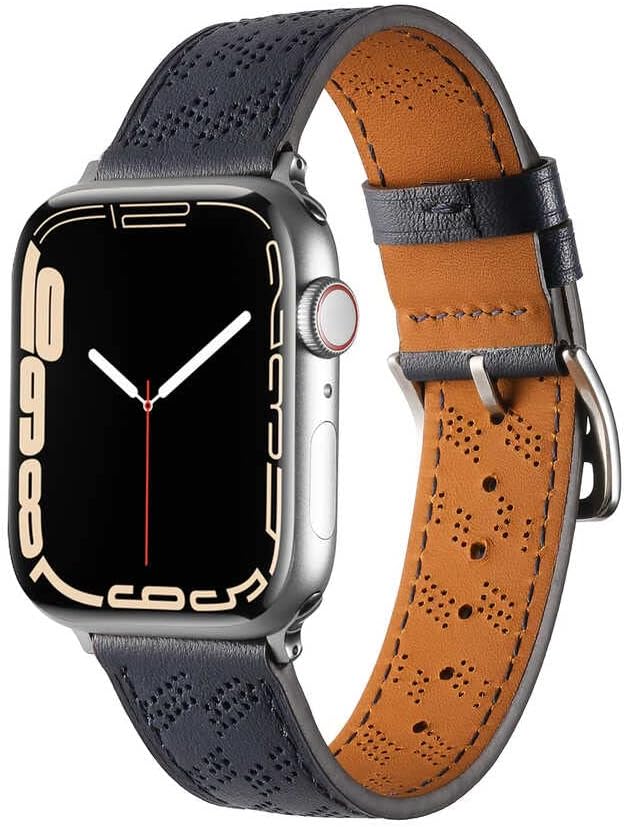 İle Uyumlu 38mm/40mm KRD-76 PU Deri Kordon Strap Kayış Lacivert