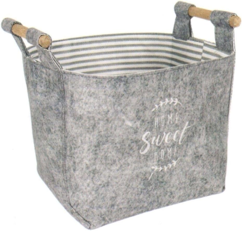 Keçe Tahta Saplı Düzeleyici Sepet - Çok Amaçlı Saklama Organizer Kutu Maxi Gri