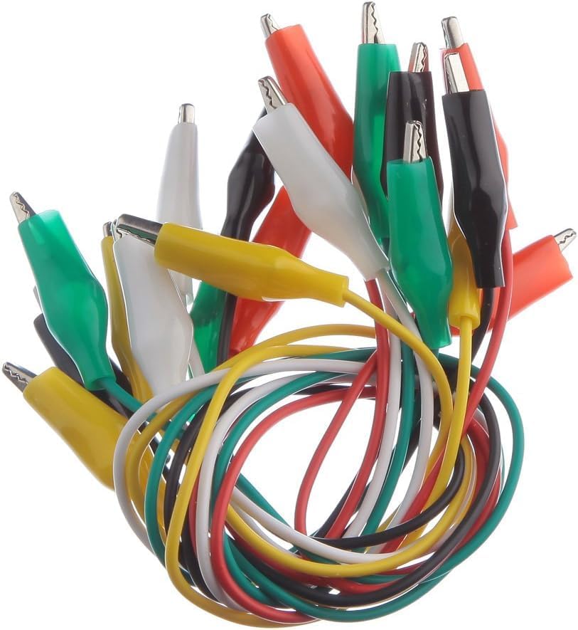 10’lu Krokodil Test Kablosu Seti, Renkli Timsah Kelepçeli Multimetre Bağlantı Kabloları, Çıkarılabilir, PVC Kaplama, Elektronik Devre Testi, Multimetre, Motor ve Pil Bağlantısı için 0,5 Metre