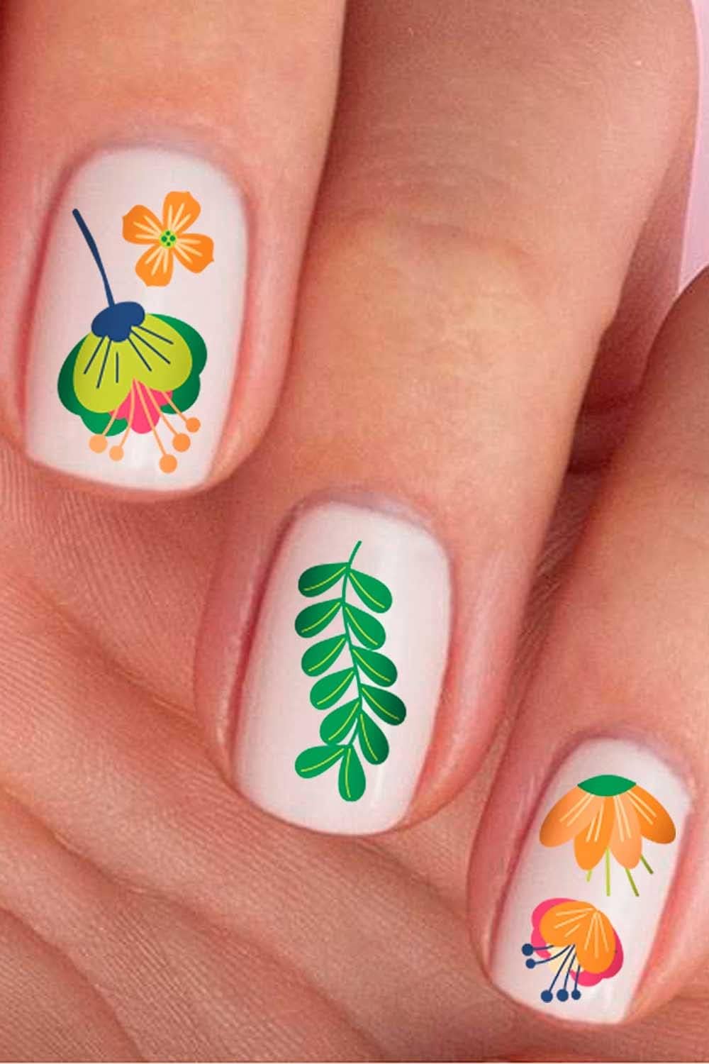 Bahar Çiçekleri Tırnak Dövmesi, Tırnak , Nail Art, Tırnak Sticker