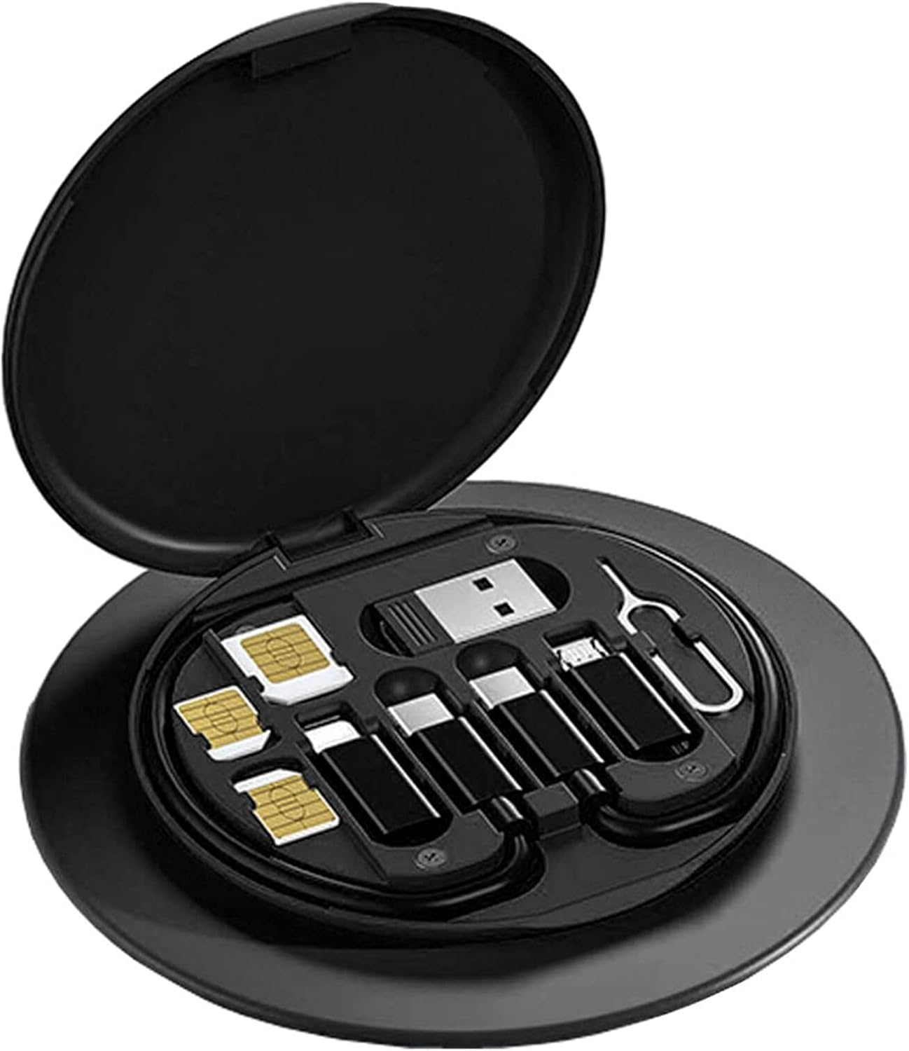 USB Adaptör Kablosu Dönüştürme Saklama Kutusu Çok Ti Şarj tı Dönüştürücü Lightning Tip C Mikro Veri Aktarım Aracı Sim Kart Yuvası İçerir Tepsi Çıkarma Pimi Telefon Tutucu olarak Klanın